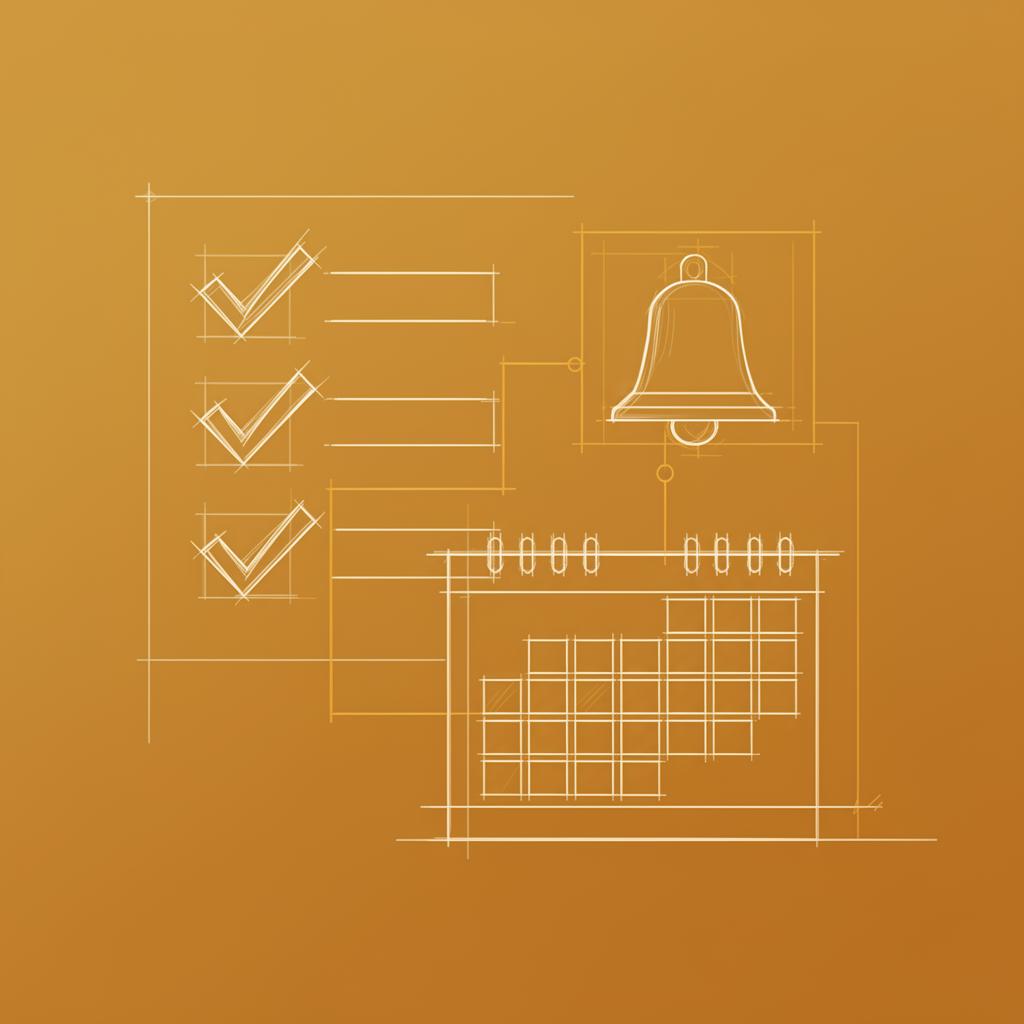 Schematic blueprint illustration showing how the ComplianceTracker feature works inside PropAlly
